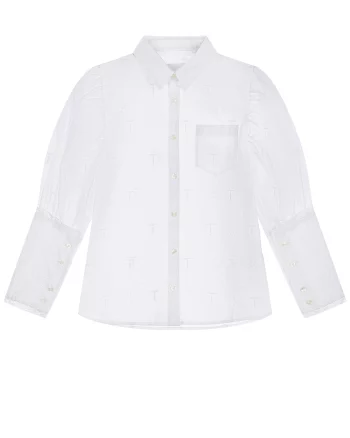 Белая рубашка с объемными рукавами Burberry детская(Белая рубашка с объемными рукавами Burberry детская)